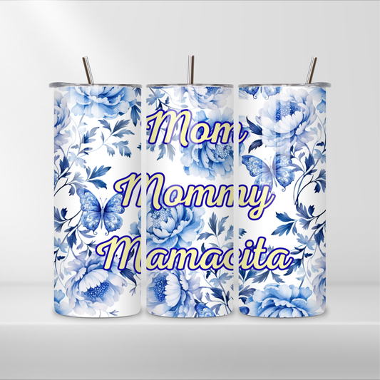 blue and white floral mamacita